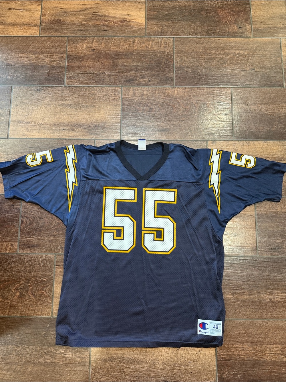 Vintage Champion Chargers Junior Seau Football Jersey with Yellow and White #55